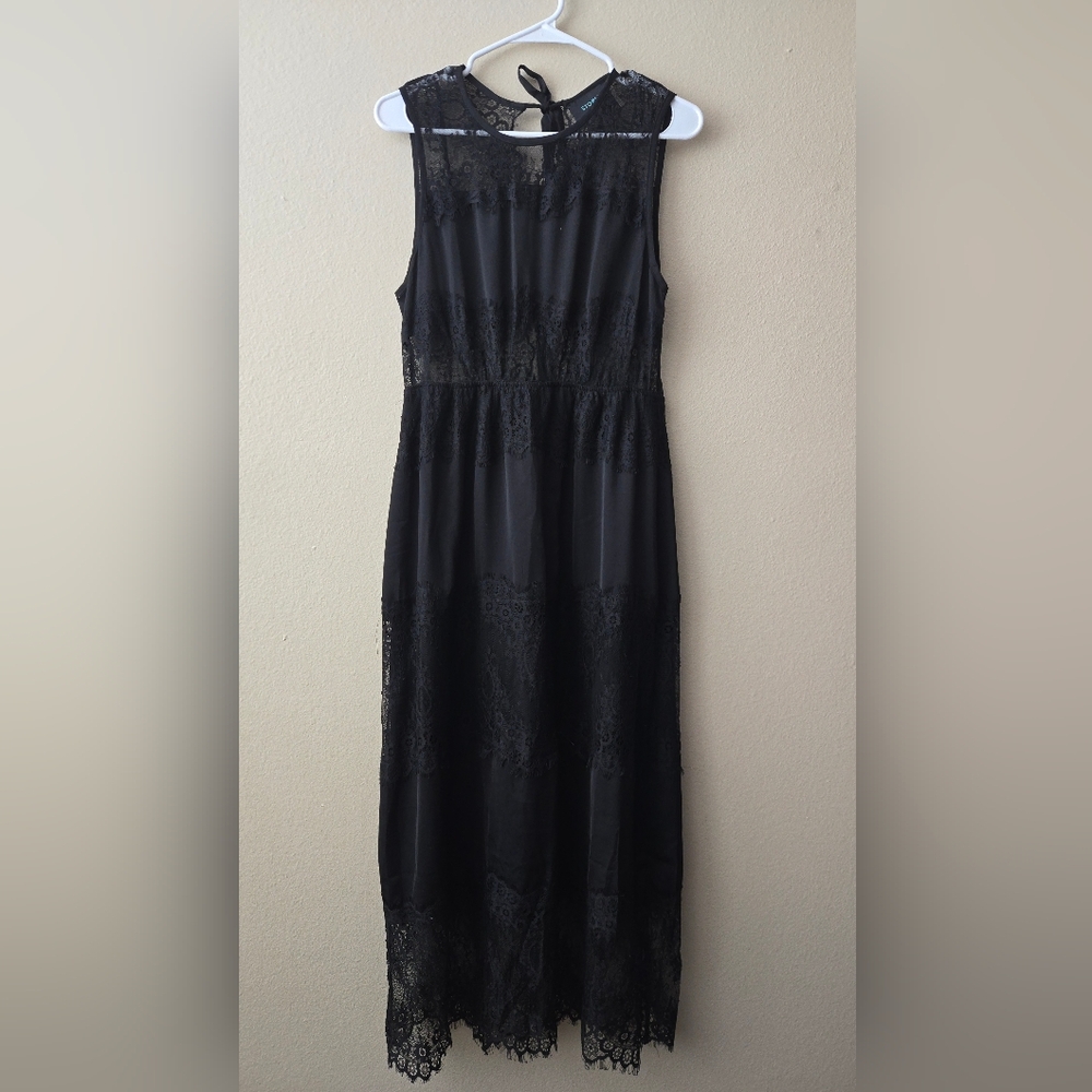 Lace Sheer Panel Long Dress Whimsigoth Dark Coquette Dollette Dollcore Sz L‎